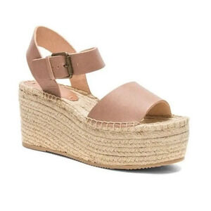 Soludos Tan Leather Slingback Platform‎ Minorca Espadrille Sandals Size 10
